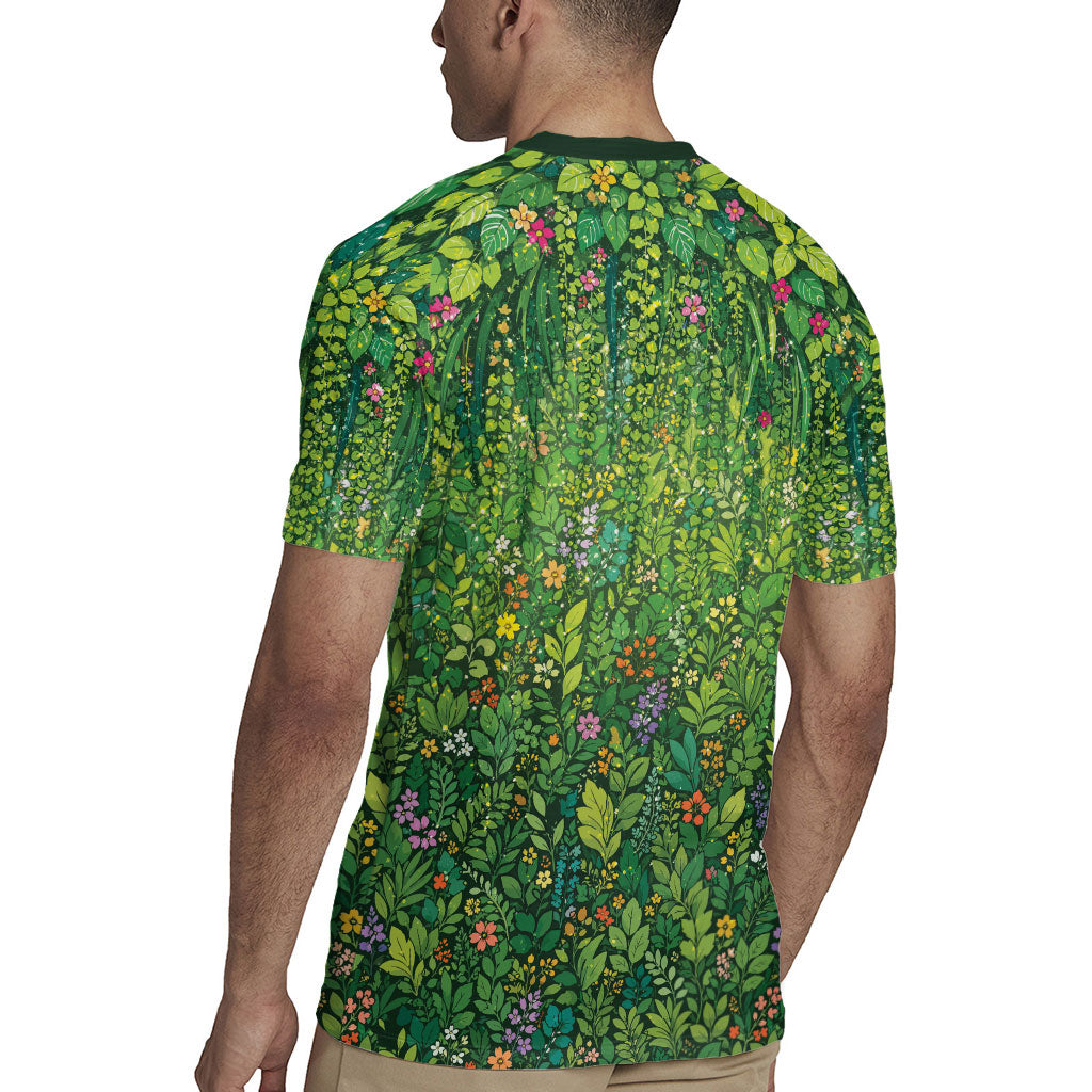Polynesia Mother Nature Rugby Jersey Glowing Heart Spiral Tropical Vine Floral
