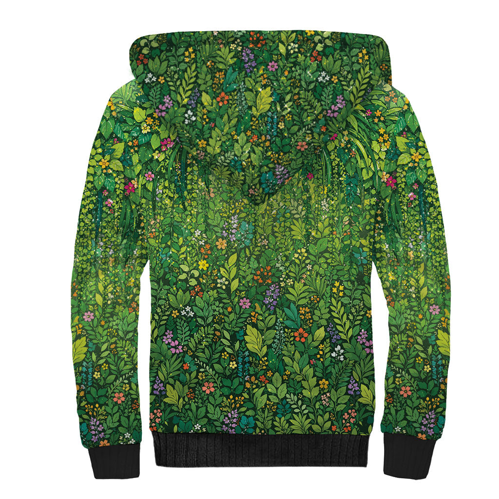 Polynesia Mother Nature Sherpa Hoodie Glowing Heart Spiral Tropical Vine Floral