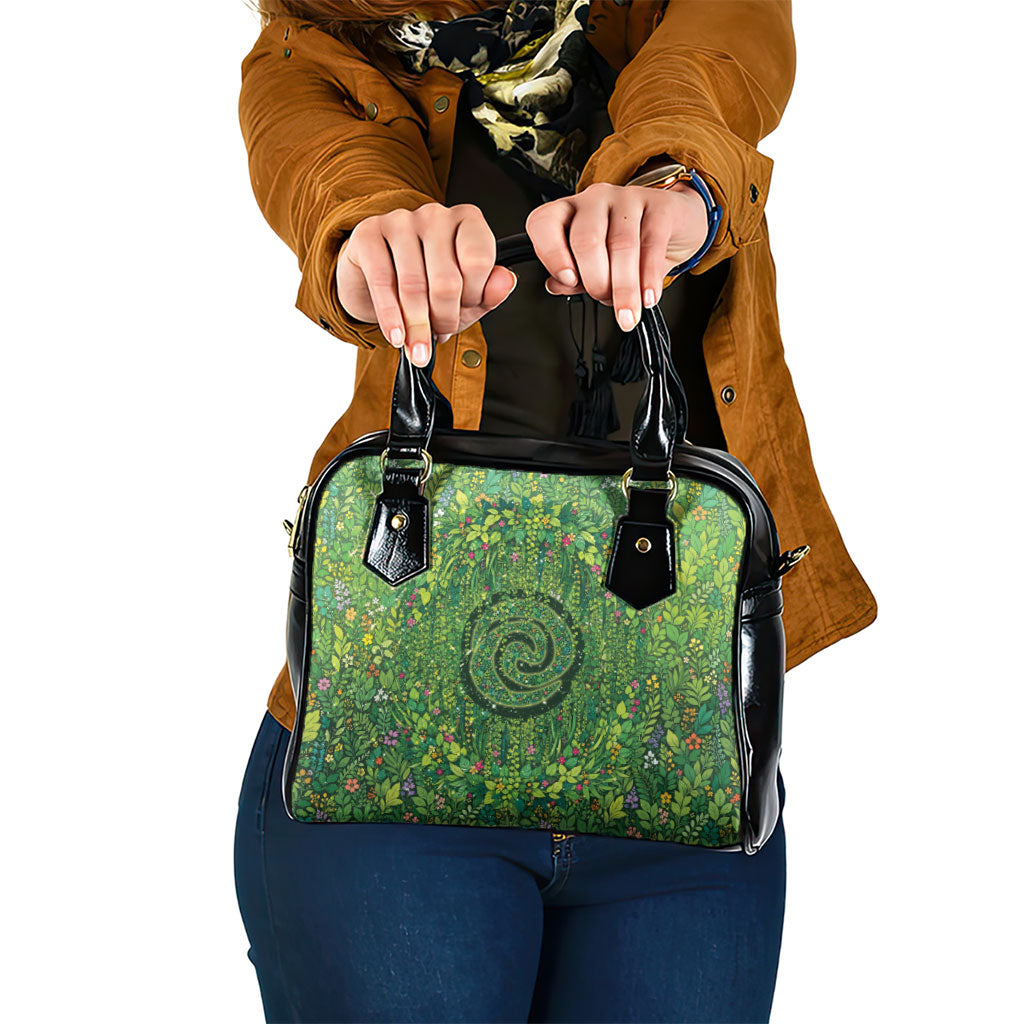 Polynesia Mother Nature Shoulder Handbag Glowing Heart Spiral Tropical Vine Floral