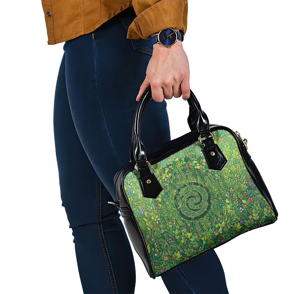 Polynesia Mother Nature Shoulder Handbag Glowing Heart Spiral Tropical Vine Floral