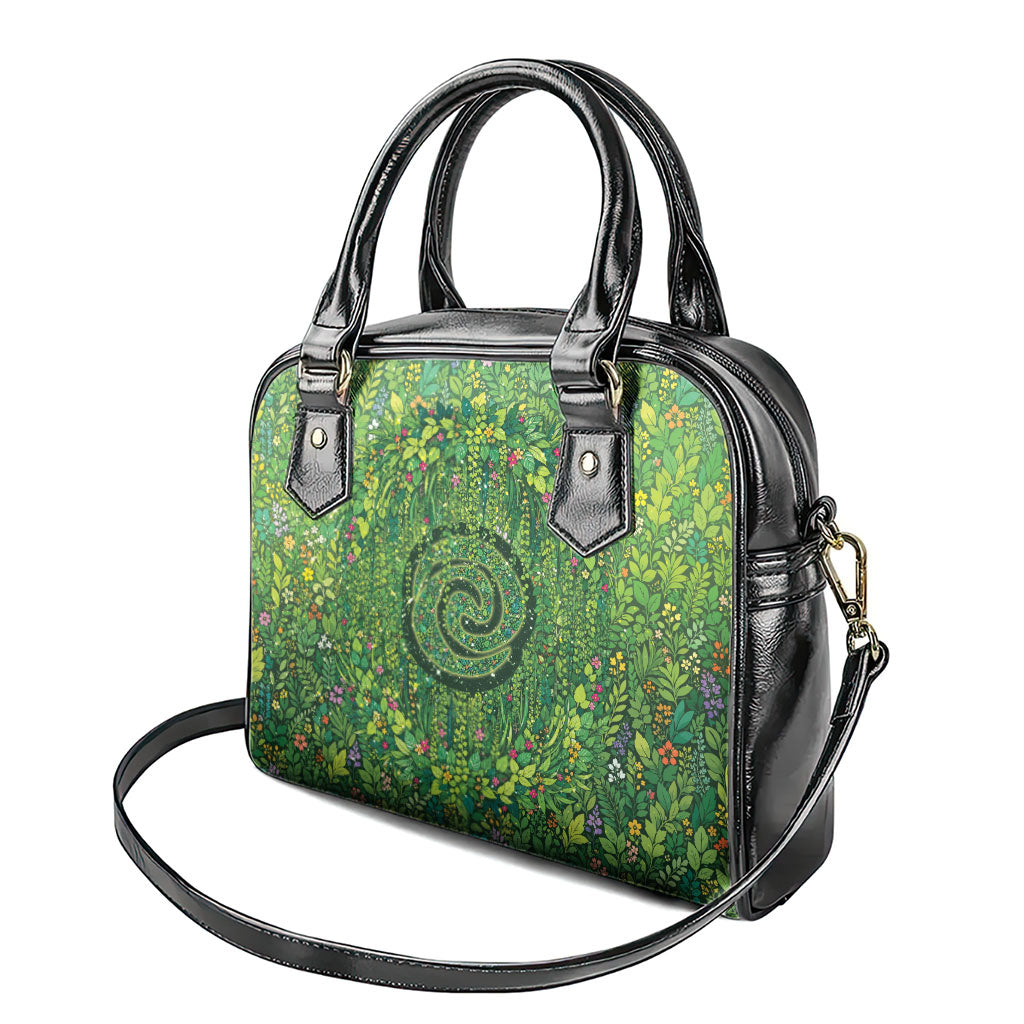 Polynesia Mother Nature Shoulder Handbag Glowing Heart Spiral Tropical Vine Floral