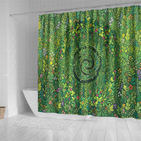 Polynesia Mother Nature Shower Curtain Glowing Heart Spiral Tropical Vine Floral