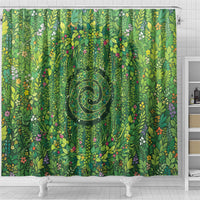 Polynesia Mother Nature Shower Curtain Glowing Heart Spiral Tropical Vine Floral