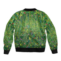 Polynesia Mother Nature Sleeve Zip Bomber Jacket Glowing Heart Spiral Tropical Vine Floral