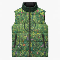 Polynesia Mother Nature Sleeveless Puffer Jacket Glowing Heart Spiral Tropical Vine Floral