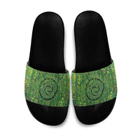 Polynesia Mother Nature Slide Sandals Glowing Heart Spiral Tropical Vine Floral