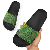 Polynesia Mother Nature Slide Sandals Glowing Heart Spiral Tropical Vine Floral