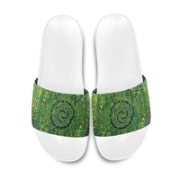 Polynesia Mother Nature Slide Sandals Glowing Heart Spiral Tropical Vine Floral
