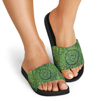 Polynesia Mother Nature Slide Sandals Glowing Heart Spiral Tropical Vine Floral