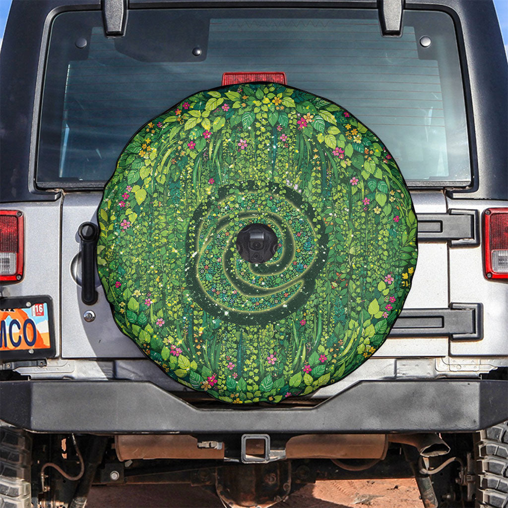 Polynesia Mother Nature Spare Tire Cover Glowing Heart Spiral Tropical Vine Floral