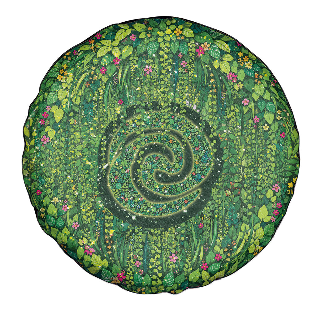 Polynesia Mother Nature Spare Tire Cover Glowing Heart Spiral Tropical Vine Floral