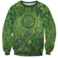Polynesia Mother Nature Sweatshirt Glowing Heart Spiral Tropical Vine Floral