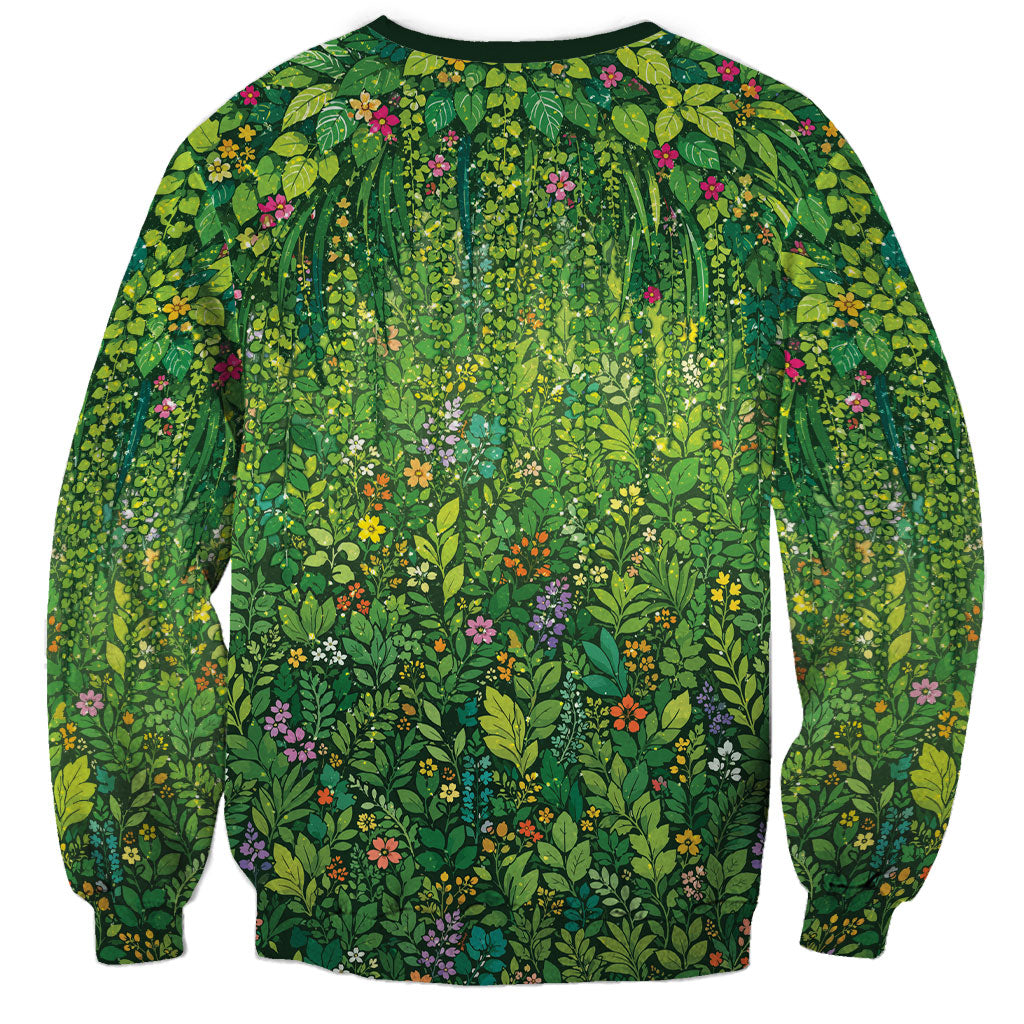 Polynesia Mother Nature Sweatshirt Glowing Heart Spiral Tropical Vine Floral