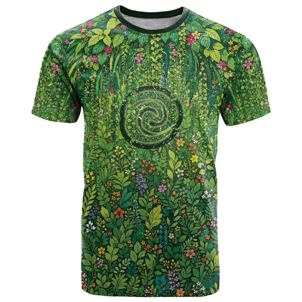 Polynesia Mother Nature T Shirt Glowing Heart Spiral Tropical Vine Floral