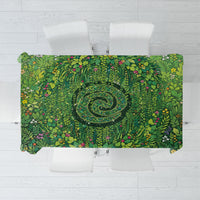 Polynesia Mother Nature Tablecloth Glowing Heart Spiral Tropical Vine Floral