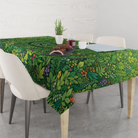 Polynesia Mother Nature Tablecloth Glowing Heart Spiral Tropical Vine Floral