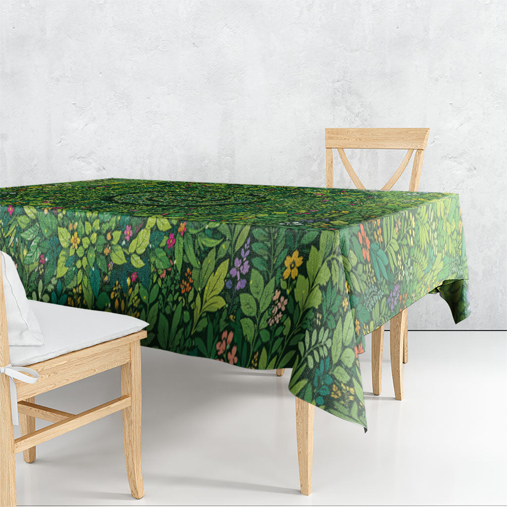 Polynesia Mother Nature Tablecloth Glowing Heart Spiral Tropical Vine Floral