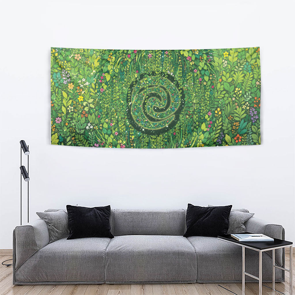 Polynesia Mother Nature Tapestry Glowing Heart Spiral Tropical Vine Floral