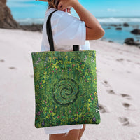Polynesia Mother Nature Tote Bag Glowing Heart Spiral Tropical Vine Floral