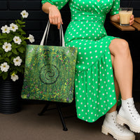 Polynesia Mother Nature Tote Bag Glowing Heart Spiral Tropical Vine Floral