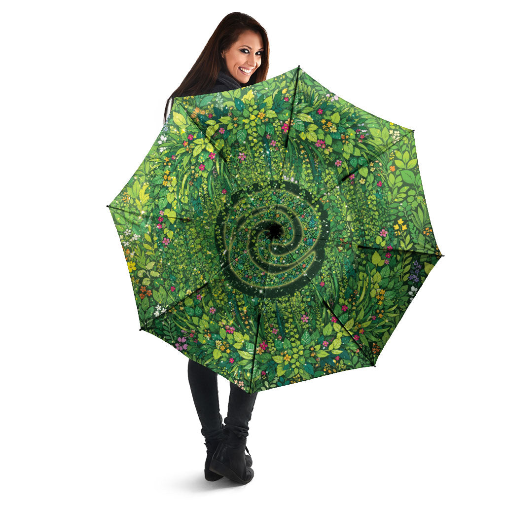 Polynesia Mother Nature Umbrella Glowing Heart Spiral Tropical Vine Floral