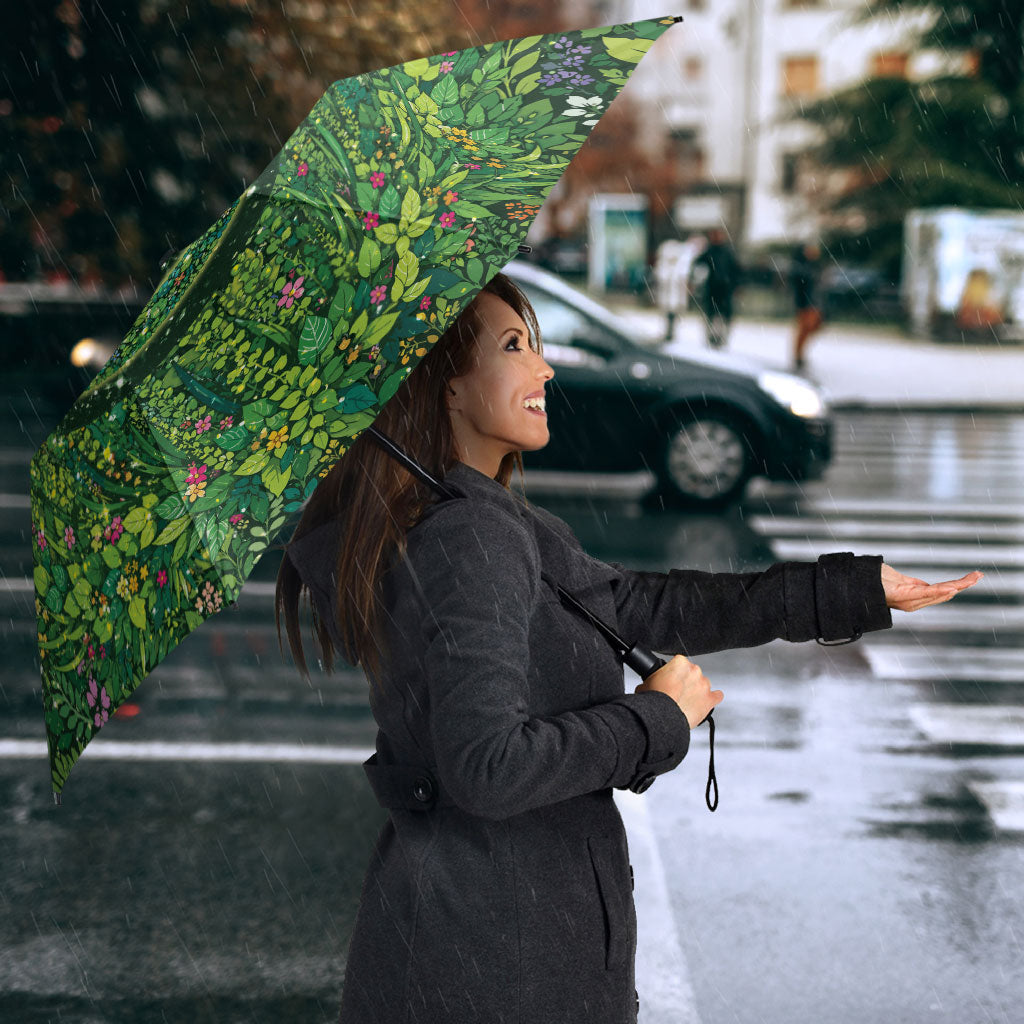 Polynesia Mother Nature Umbrella Glowing Heart Spiral Tropical Vine Floral