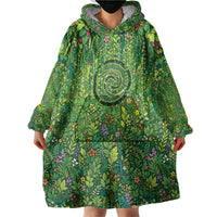 Polynesia Mother Nature Wearable Blanket Hoodie Glowing Heart Spiral Tropical Vine Floral