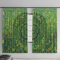 Polynesia Mother Nature Window Curtain Glowing Heart Spiral Tropical Vine Floral