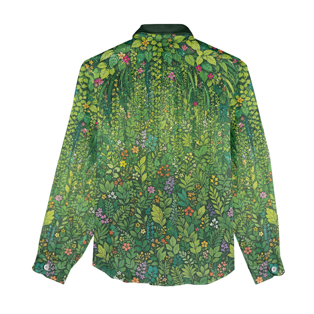 Polynesia Mother Nature Women Casual Shirt Glowing Heart Spiral Tropical Vine Floral