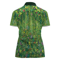 Polynesia Mother Nature Women Polo Shirt Glowing Heart Spiral Tropical Vine Floral