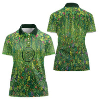 Polynesia Mother Nature Women Polo Shirt Glowing Heart Spiral Tropical Vine Floral