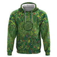 Polynesia Mother Nature Zip Hoodie Glowing Heart Spiral Tropical Vine Floral