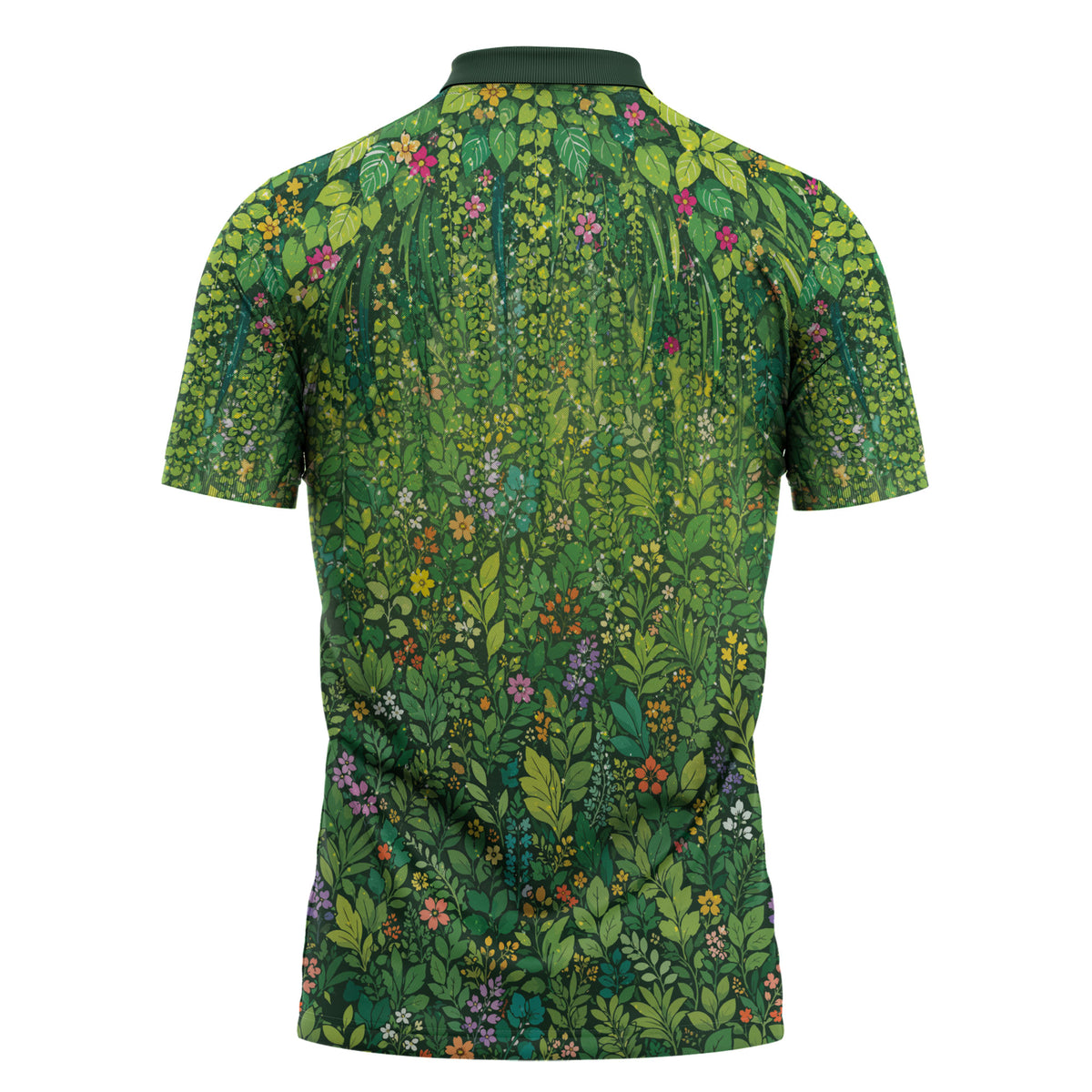 Polynesia Mother Nature Zipper Polo Shirt Glowing Heart Spiral Tropical Vine Floral