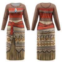 Polynesia Ocean Princess Inspired Cosplay Costume Couples Matching Long Sleeve Bodycon Dress and Hawaiian Shirt