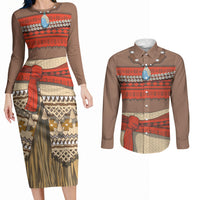 Polynesia Ocean Princess Inspired Cosplay Costume Couples Matching Long Sleeve Bodycon Dress and Long Sleeve Button Shirt