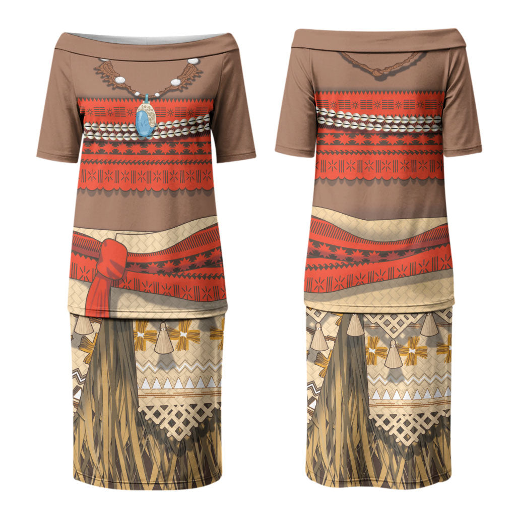 Polynesia Ocean Princess Inspired Cosplay Costume Couples Matching Puletasi and Hawaiian Shirt