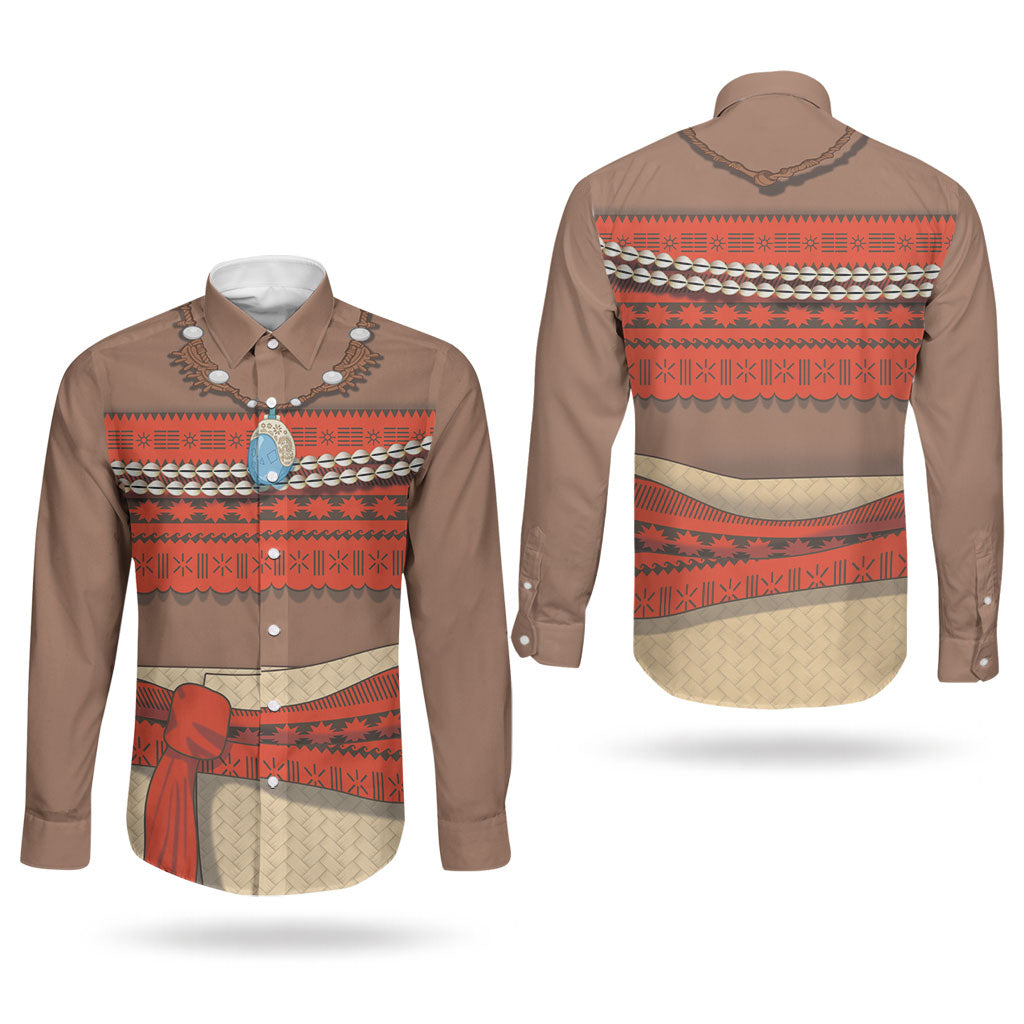 Polynesia Ocean Princess Inspired Cosplay Costume Couples Matching Puletasi and Long Sleeve Button Shirt