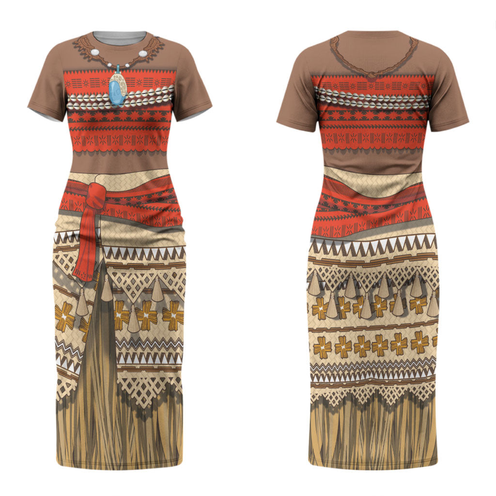Polynesia Ocean Princess Inspired Cosplay Costume Couples Matching Short Sleeve Bodycon Dress and Hawaiian Shirt