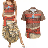 Polynesia Ocean Princess Inspired Cosplay Costume Couples Matching Summer Maxi Dress and Hawaiian Shirt
