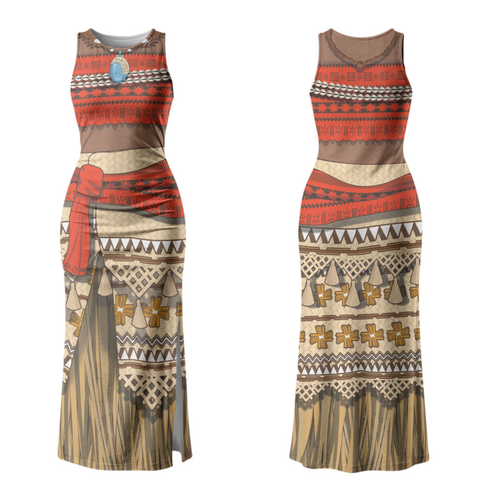 Polynesia Ocean Princess Inspired Cosplay Costume Couples Matching Tank Maxi Dress and Hawaiian Shirt