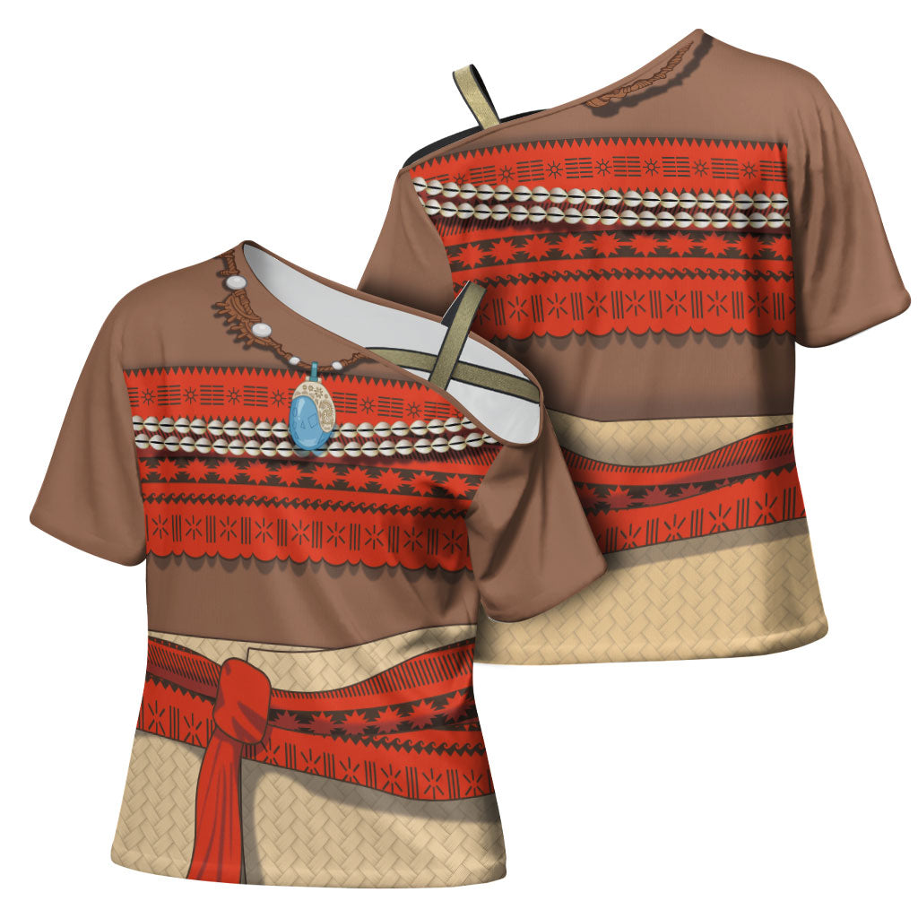 Polynesia Ocean Princess Inspired Cosplay Costume Cross Shoulder Shirt