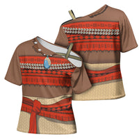 Polynesia Ocean Princess Inspired Cosplay Costume Cross Shoulder Shirt