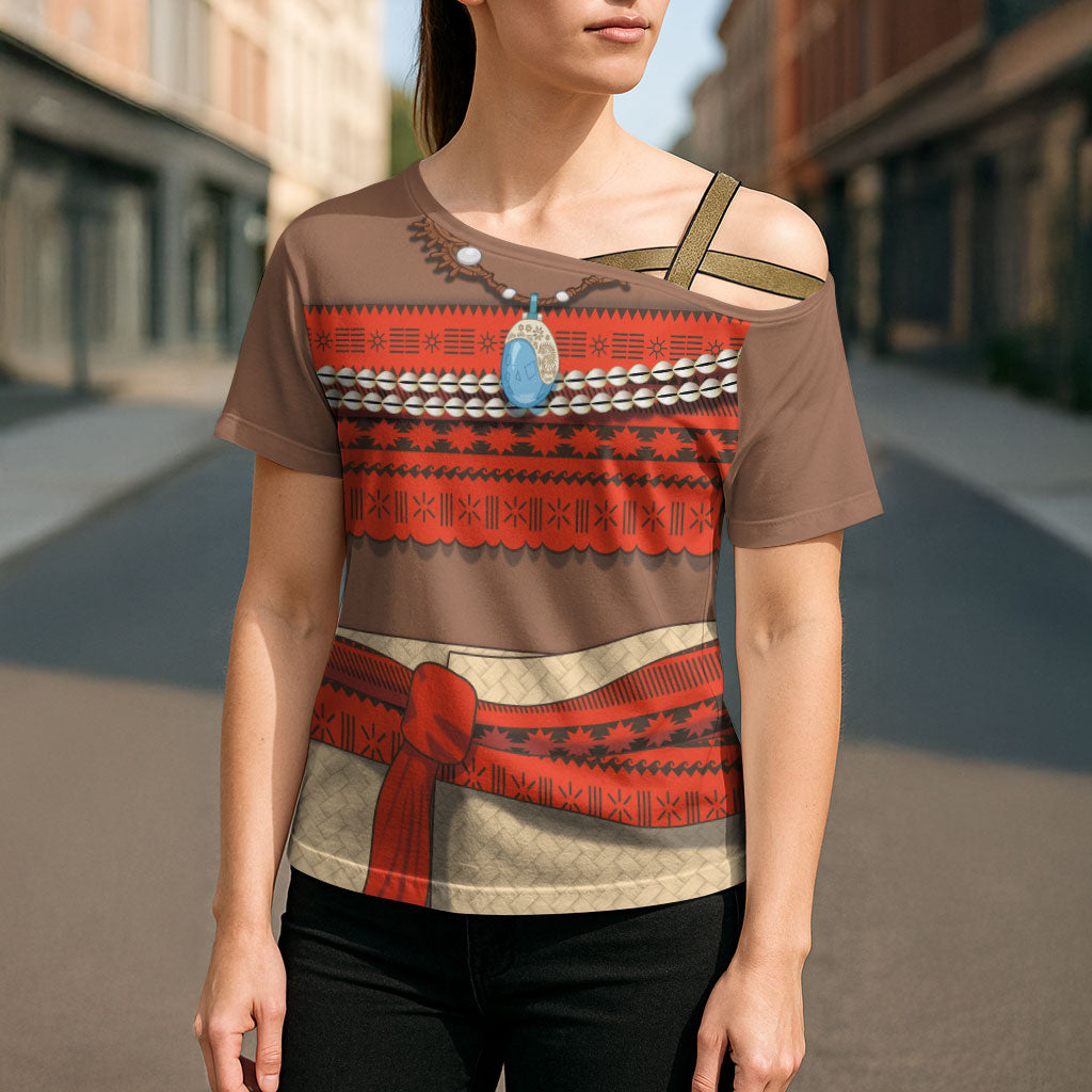 Polynesia Ocean Princess Inspired Cosplay Costume Cross Shoulder Shirt