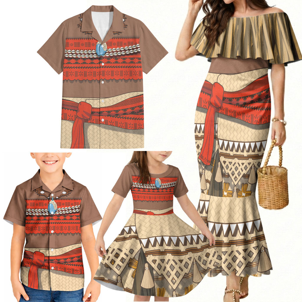 Polynesia Ocean Princess Inspired Cosplay Costume Family Matching Mermaid Dress and Hawaiian Shirt