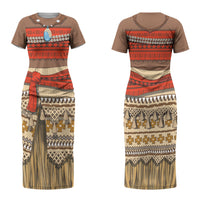 Polynesia Ocean Princess Inspired Cosplay Costume Family Matching Short Sleeve Bodycon Dress and Hawaiian Shirt