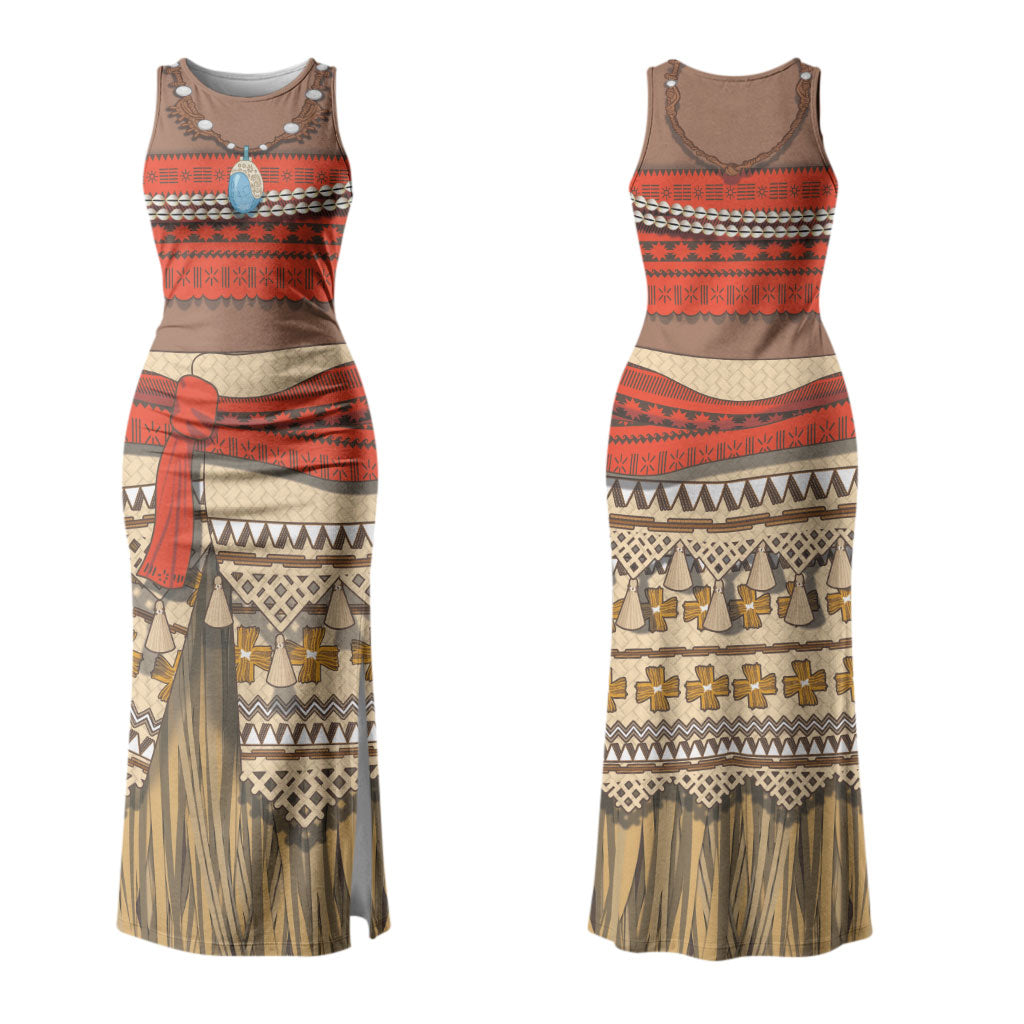 Polynesia Ocean Princess Inspired Cosplay Costume Family Matching Tank Maxi Dress and Hawaiian Shirt