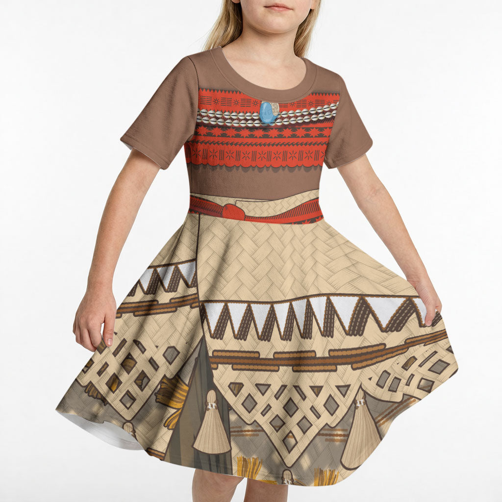 Polynesia Ocean Princess Inspired Cosplay Costume Kid Short Sleeve Dress