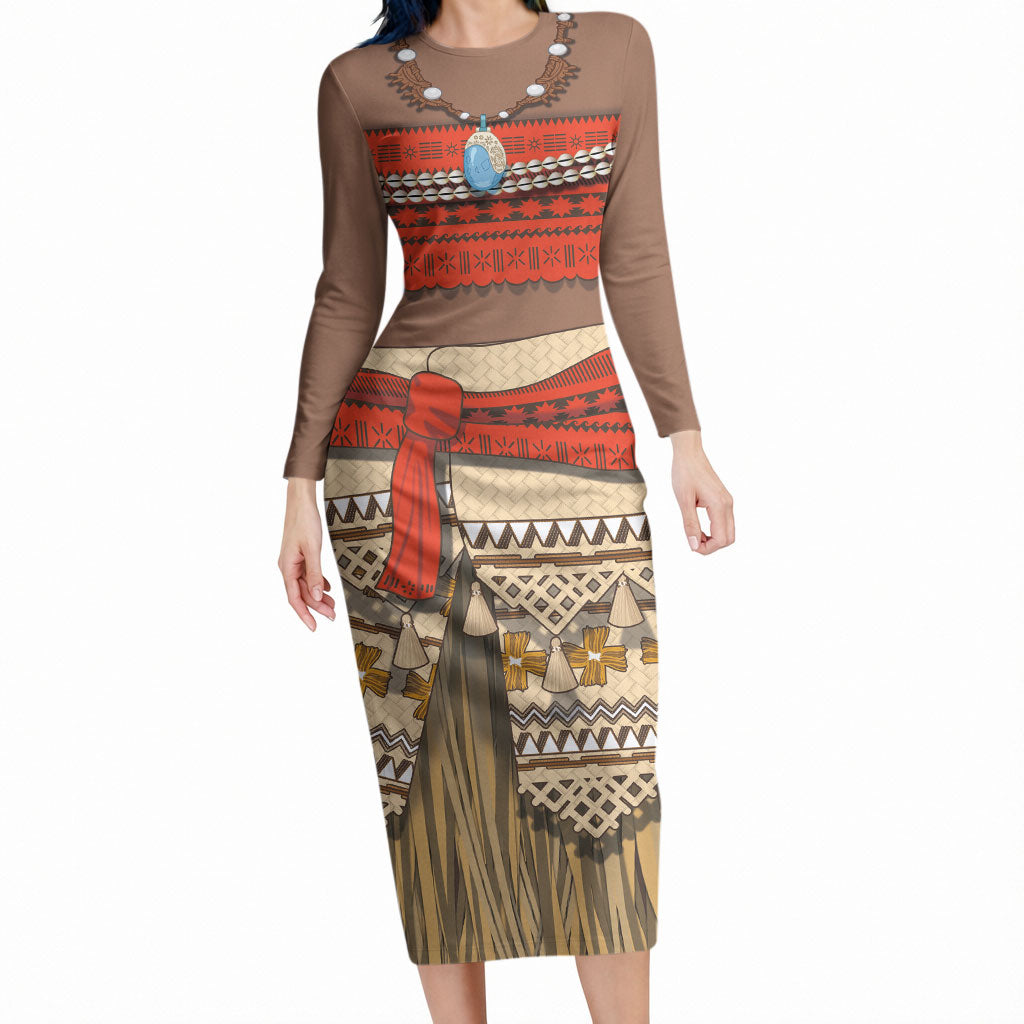 Polynesia Ocean Princess Inspired Cosplay Costume Long Sleeve Bodycon Dress