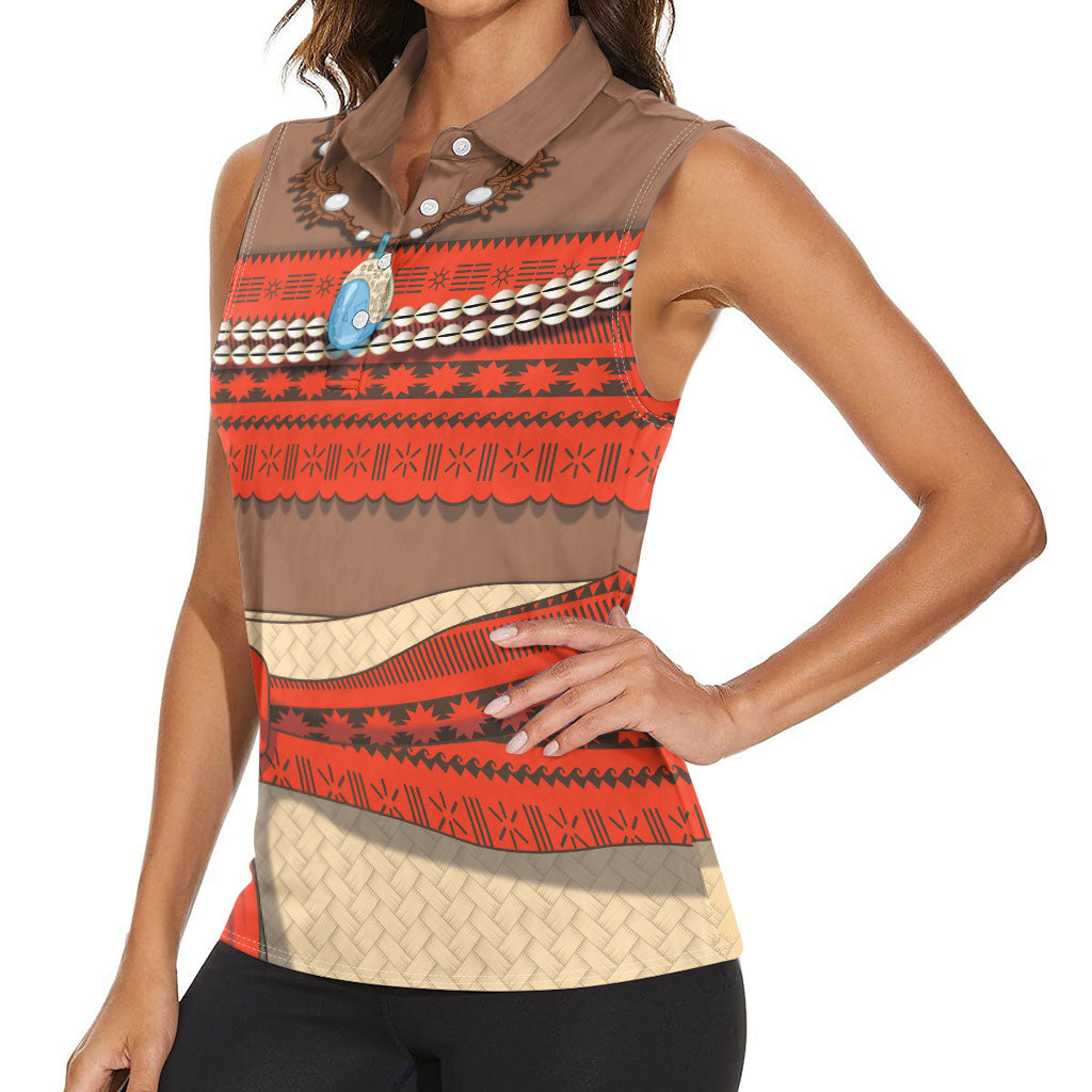 Polynesia Ocean Princess Inspired Cosplay Costume Women Sleeveless Polo Shirt