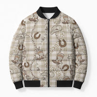 Hawaii Palaka Cowboy Bomber Puffer Jacket Shell Maile Lei With Western Patterns - Polynesian Pride